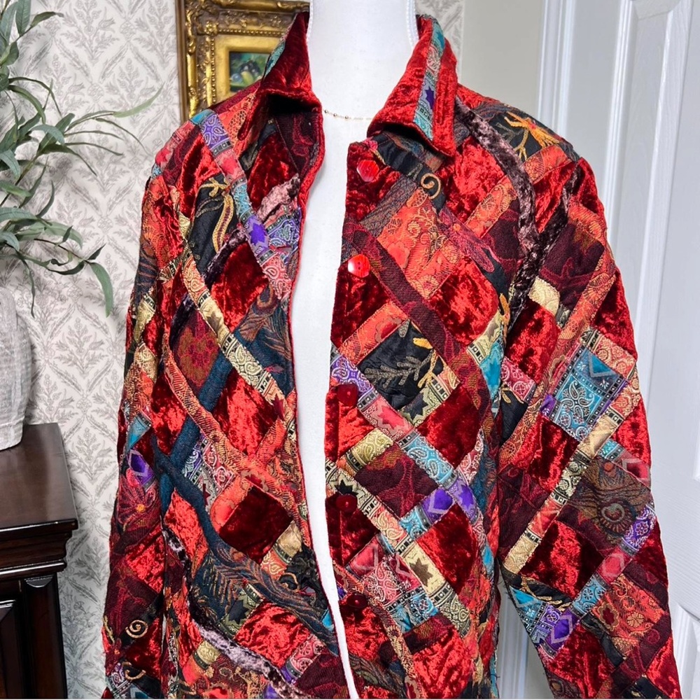 Colorful Patchwork Velvet Jacket
